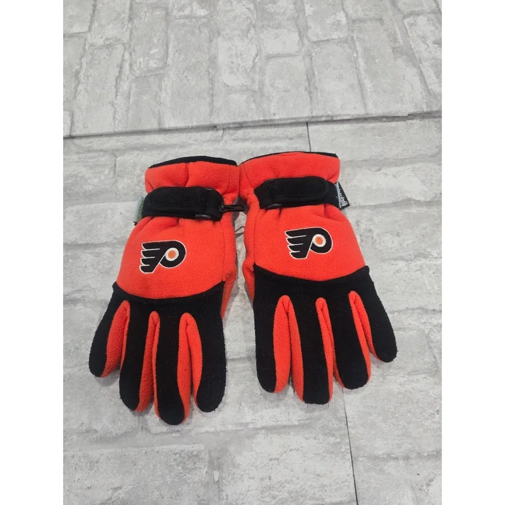 Philadelphia Flyers Waterproof Gloves NHL Fleece Snow Skiing Winter Cold Orange